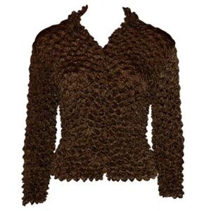 QUEEN CARDIGAN: BROWN (MAGIC BUBBLE SHIRT/POPCORN TOP)